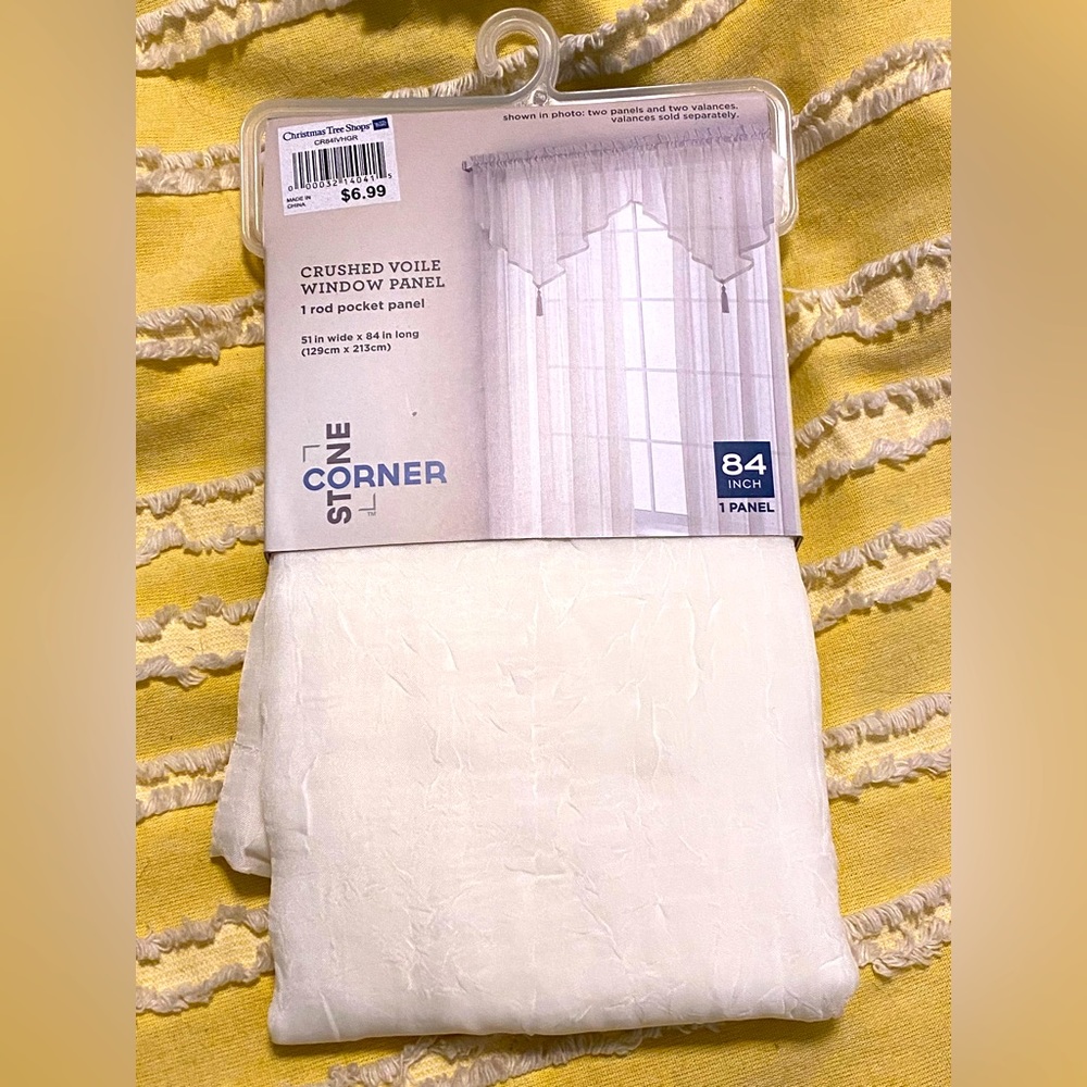 NWT Sheer Cream Crushed Voile Curtain Panel